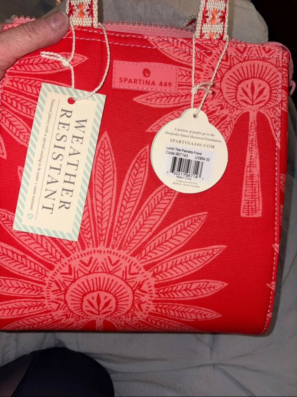 Spartina 449 lunch tote Palmetto Frond NWT - Picture 9 of 12